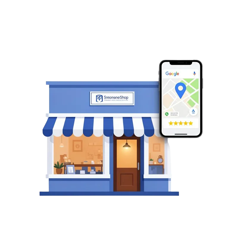 Negócio local aparecendo no Google Maps com avaliações 5 estrelas