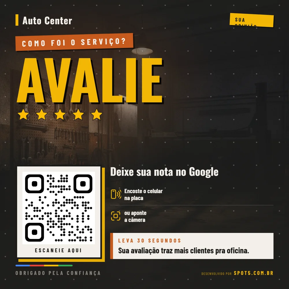 Placa de Avaliação Google Auto Center - Foto 1 de 5 - Spot5